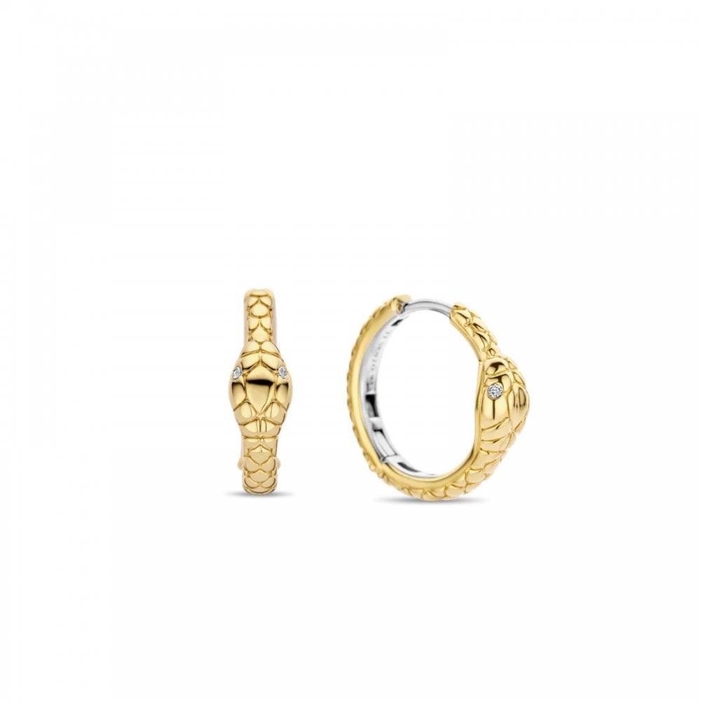 Ti Sento Silver Gold Plated Snake Hoop Earrings