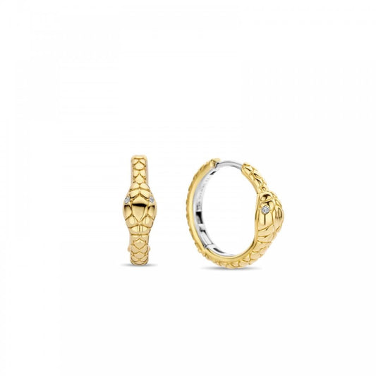 Ti Sento Silver Gold Plated Snake Hoop Earrings