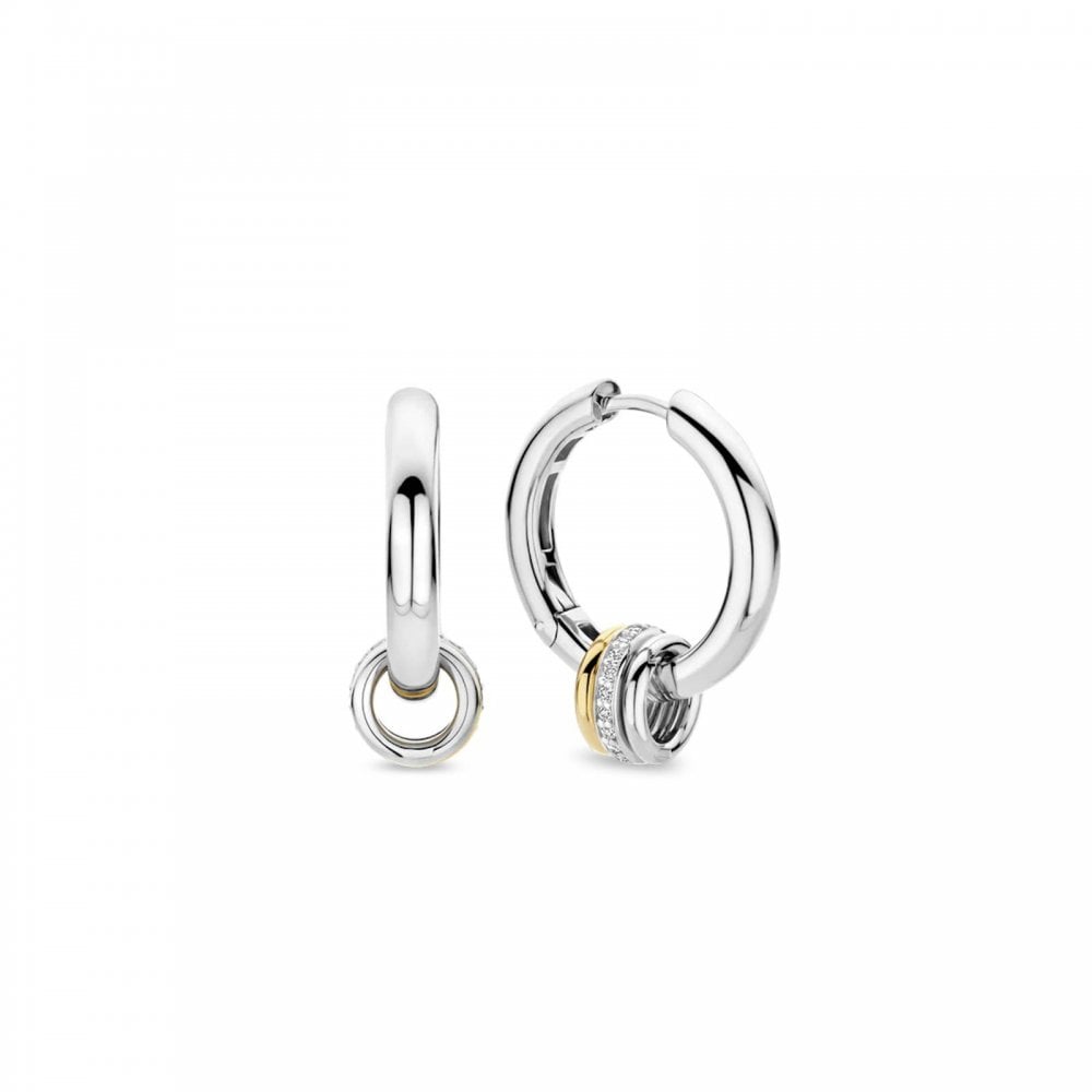 Ti Sento Silver Hoop Charm Earrings