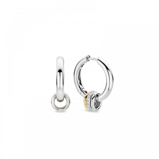 Ti Sento Silver Hoop Charm Earrings