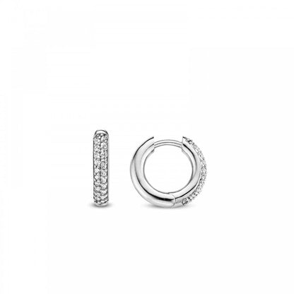 Ti Sento Silver Pave Set CZ Hoop Earrings