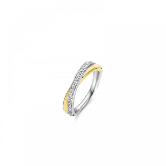 TI SENTO Silver Two Tone Crossover Ring
