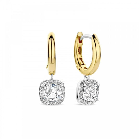 TI SENTO Silver Two Tone CZ Drop Earrings