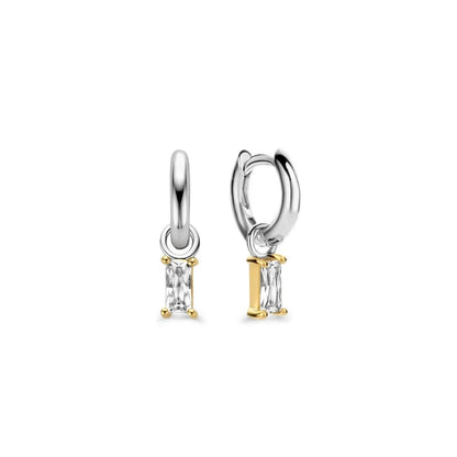 Ti Sento Zirconia Baguette Hoop Drop Earrings