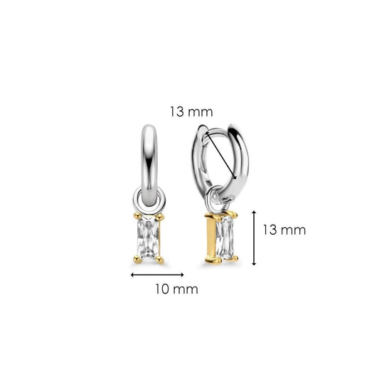 Ti Sento Zirconia Baguette Hoop Drop Earrings