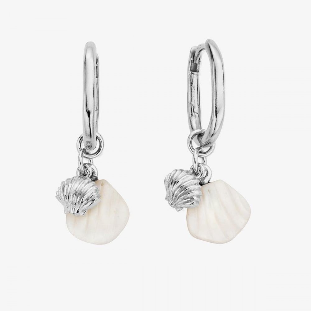 Treasures Of Bali Dream Waves Sterling Silver Shell Oval Hoop Earrings