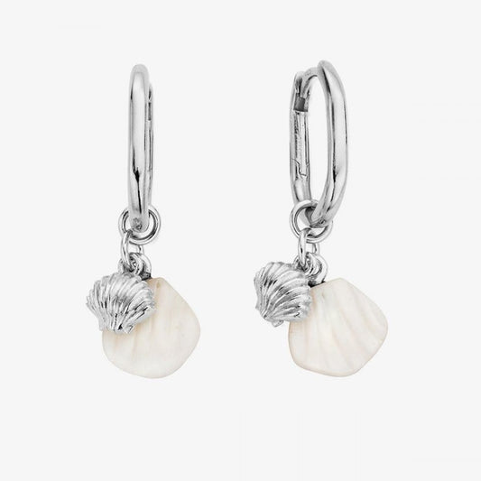 Treasures Of Bali Dream Waves Sterling Silver Shell Oval Hoop Earrings