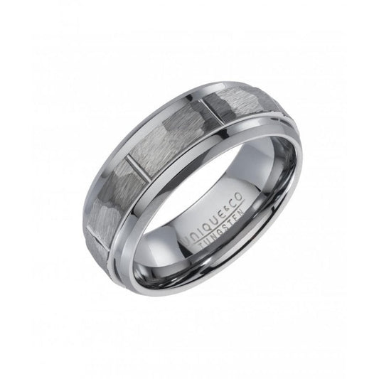 Tungsten Carbide Hammered 8mm Ring Size 66