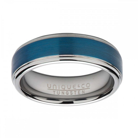 Tungsten Carbide Ring with Blue IP Plating Size 64
