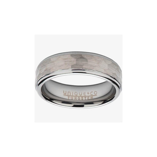 Tungsten Hammered Gents Ring Size 68