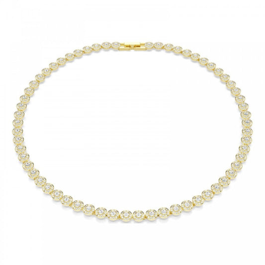 Una Angelic necklace, Round cut, Small, White, Gold-tone plated