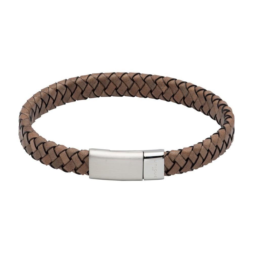 Unique Antique Grey Leather Gents Bracelet