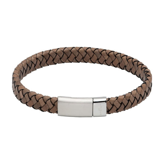 Unique Antique Grey Leather Gents Bracelet