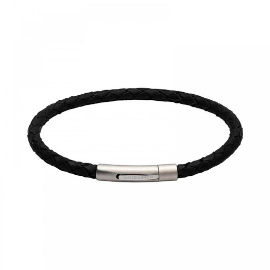 Unique Black Leather Gents Bracelet