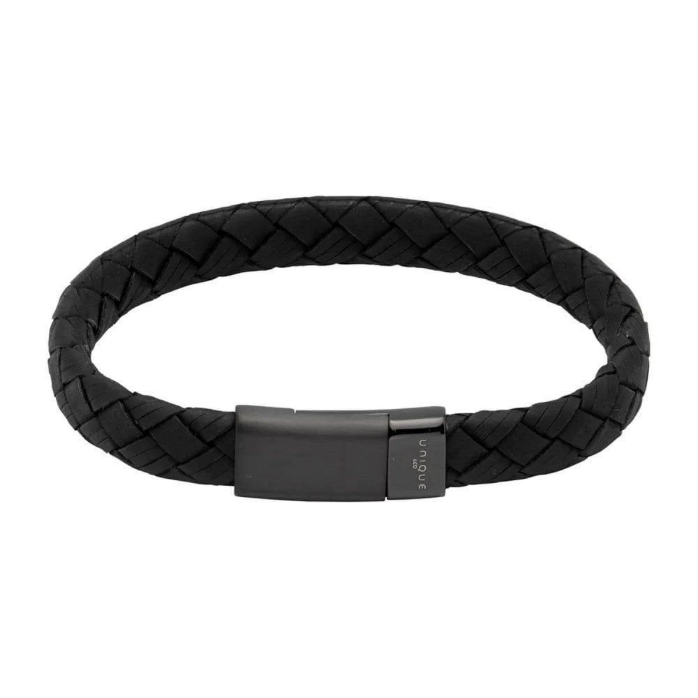 Unique Black Leather Gents Bracelet