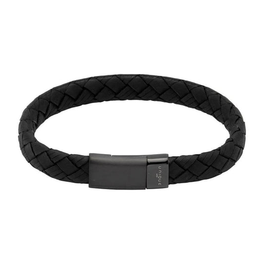 Unique Black Leather Gents Bracelet