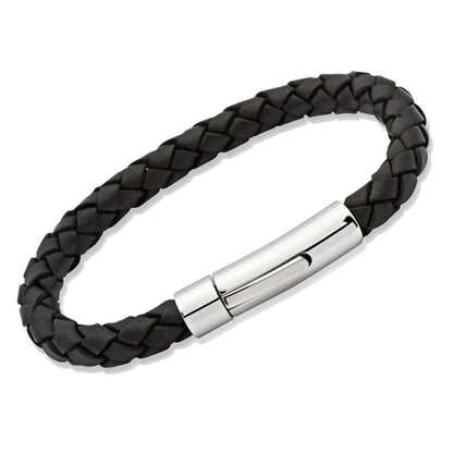 Unique Black Leather Gents Bracelet