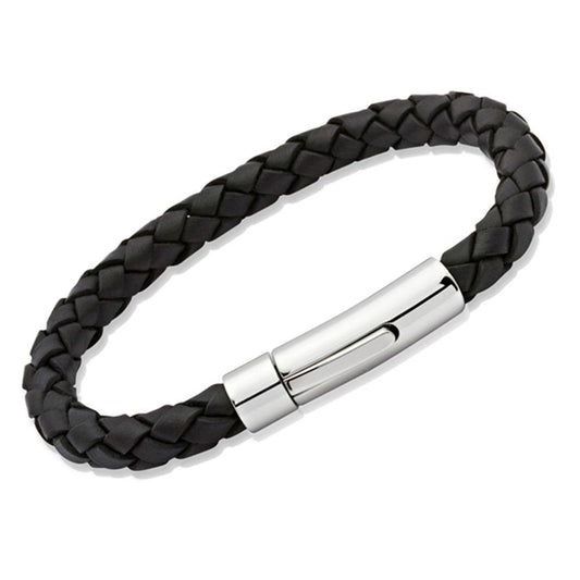 Unique Black Leather Gents Bracelet