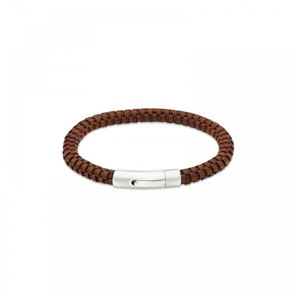 Unique Brown Leather Gents Bracelet 21cm