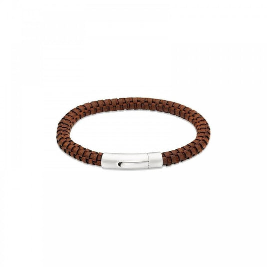 Unique Brown Leather Gents Bracelet 21cm