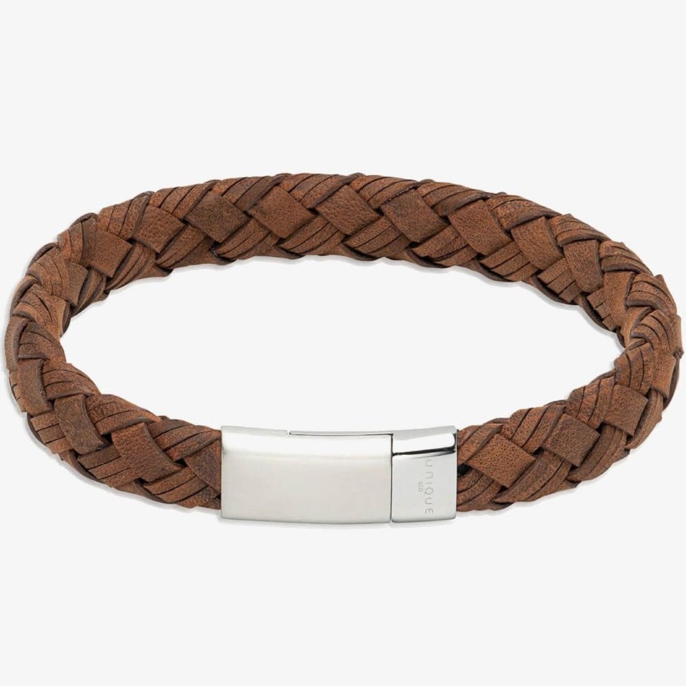 Unique Brown Leather Gents Bracelet