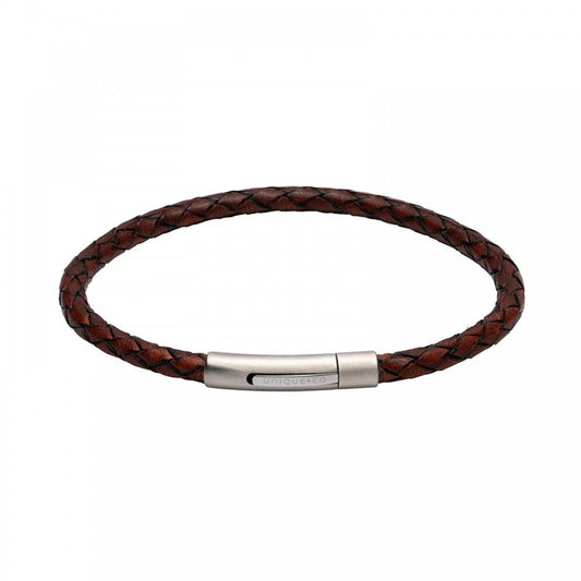 Unique Dark Brown Leather Steel Clasp Bracelet