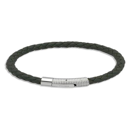 Unique Dark Green Leather Gents Bracelet