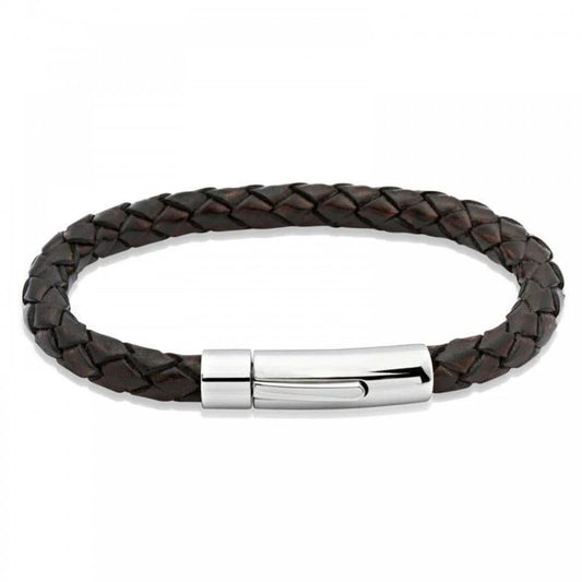Unique Gent's Antique Brown Leather Bracelet 21cm