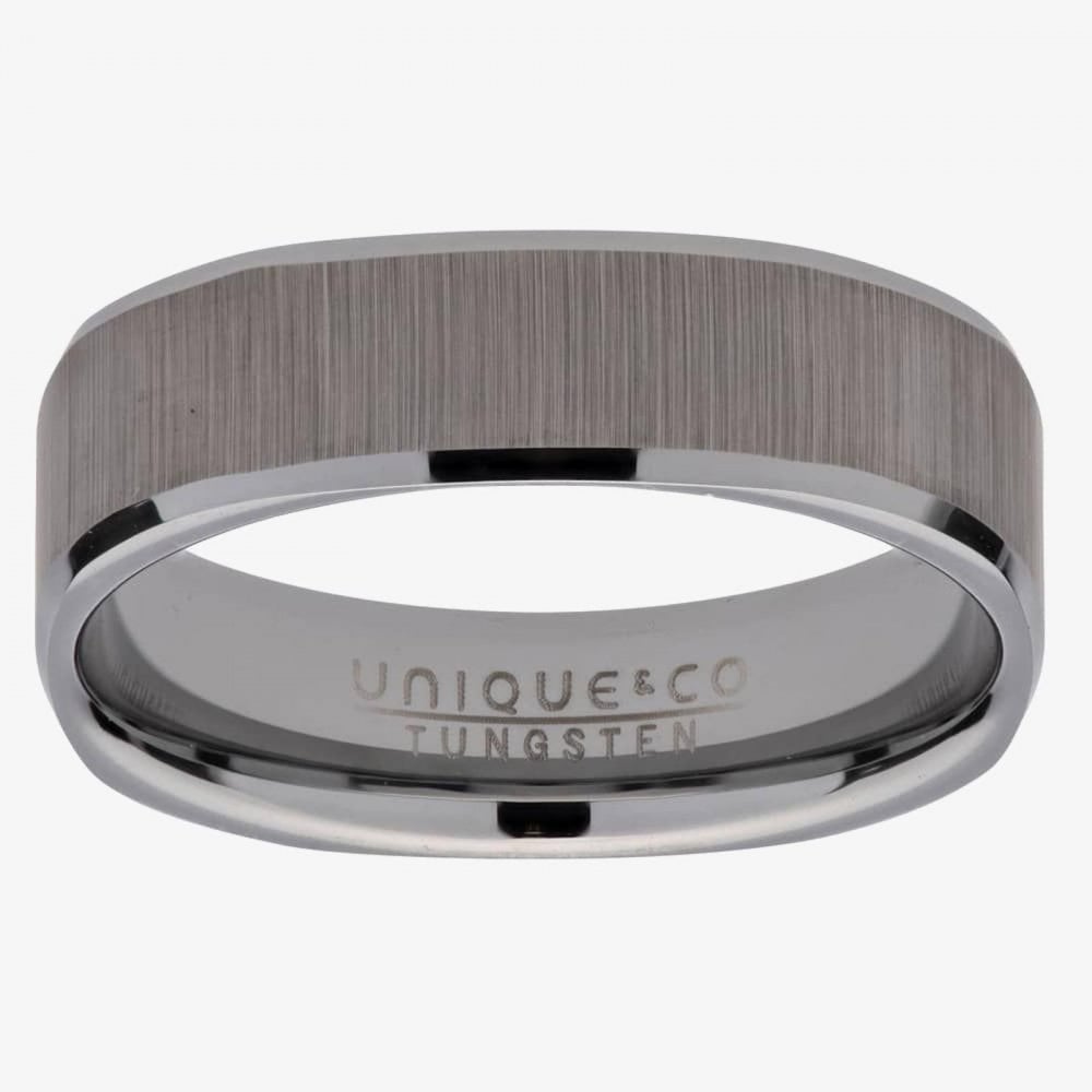 Unique Gent's Square Tungsten Brushed Ring