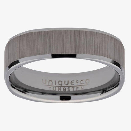 Unique Gent's Square Tungsten Brushed Ring