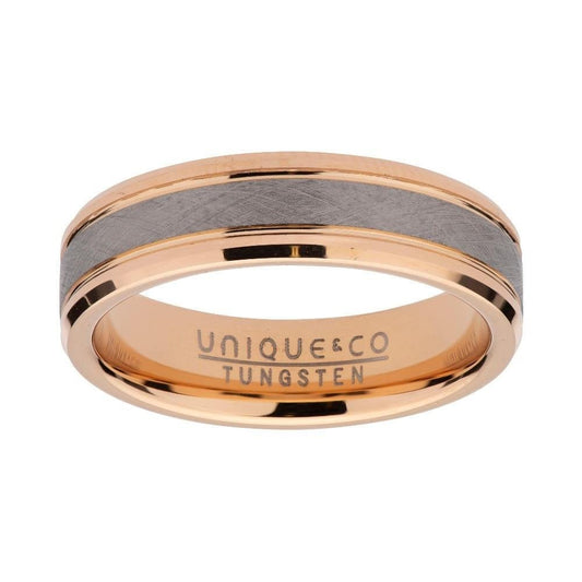 Unique Gent's Tungsten Rose IP Plated Ring