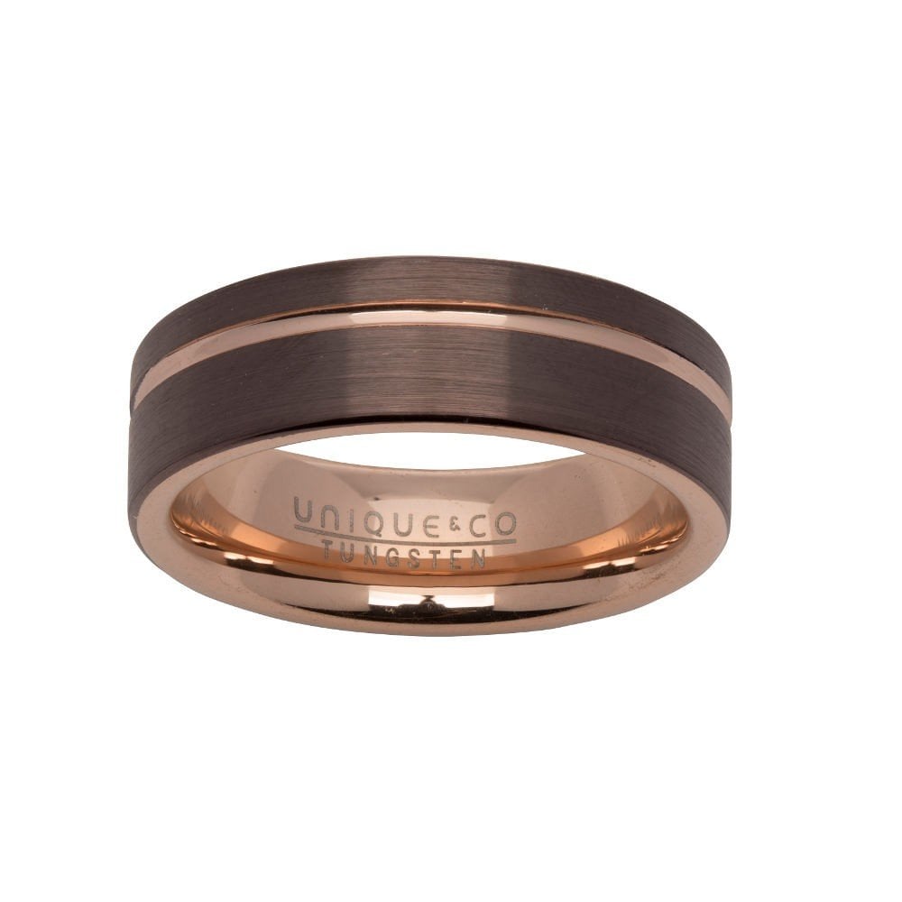 Unique Gent's Tungsten Rose IP Plated Ring