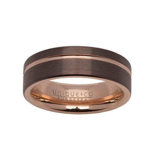 Unique Gent's Tungsten Rose IP Plated Ring