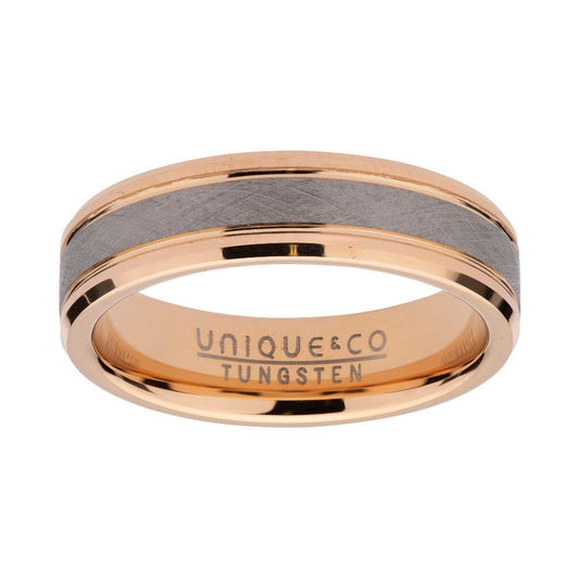 Unique Gent's Tungsten Rose Plated Ring