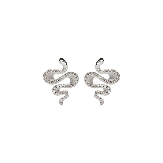 Unique Silver and CZ Ribbon Drop Earrings