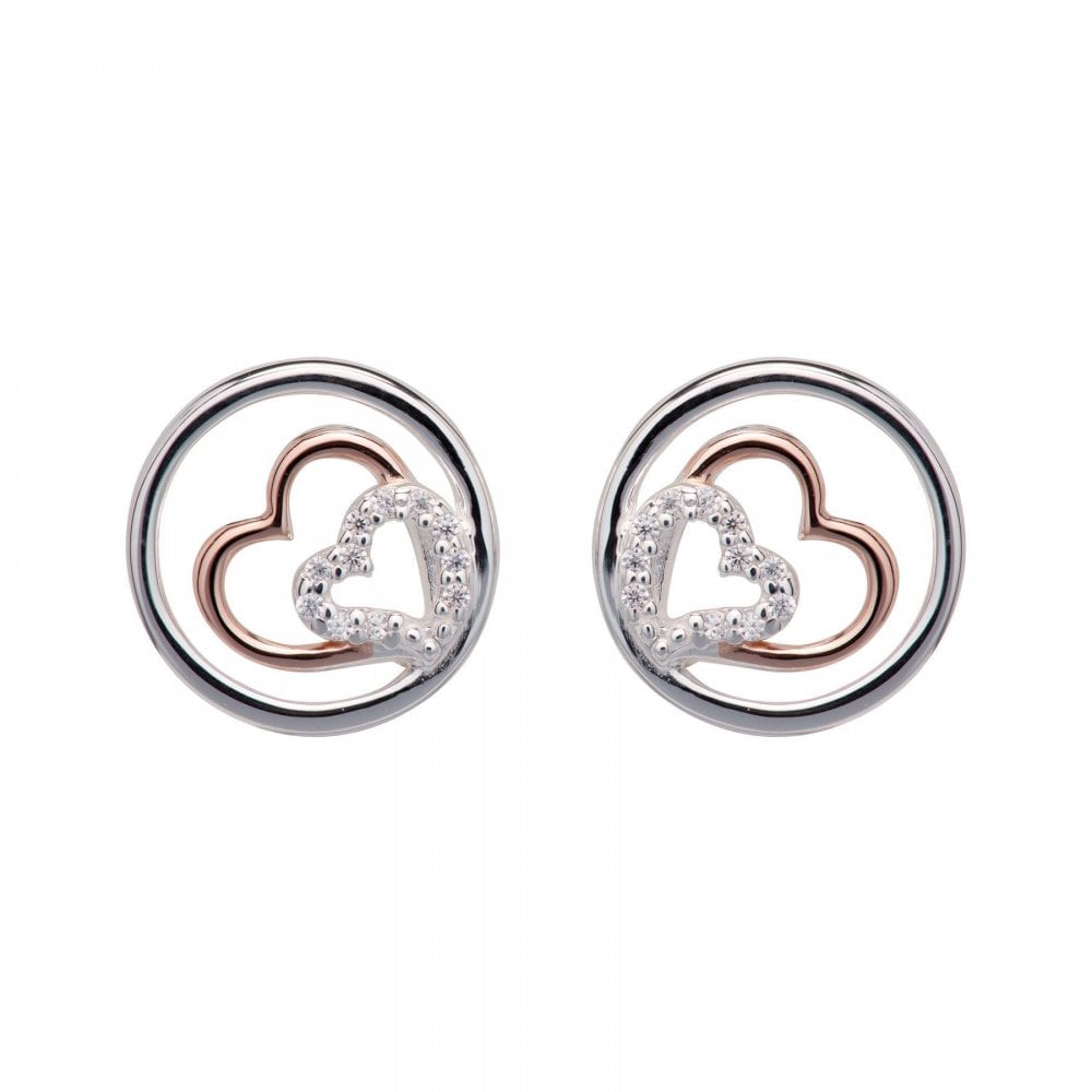 Unique Silver and Rose Gold Plate Stud Earrings