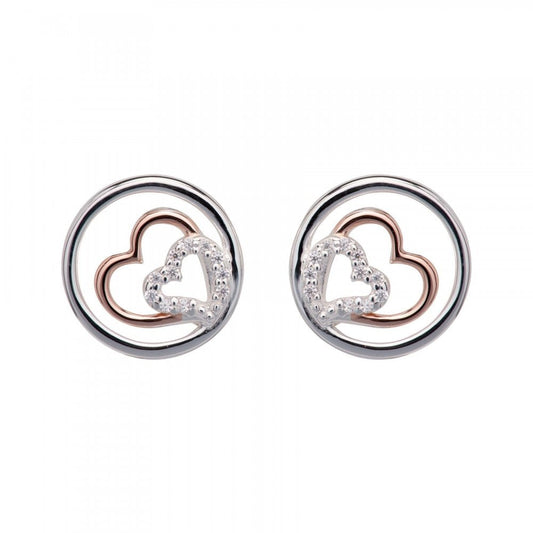 Unique Silver and Rose Gold Plate Stud Earrings