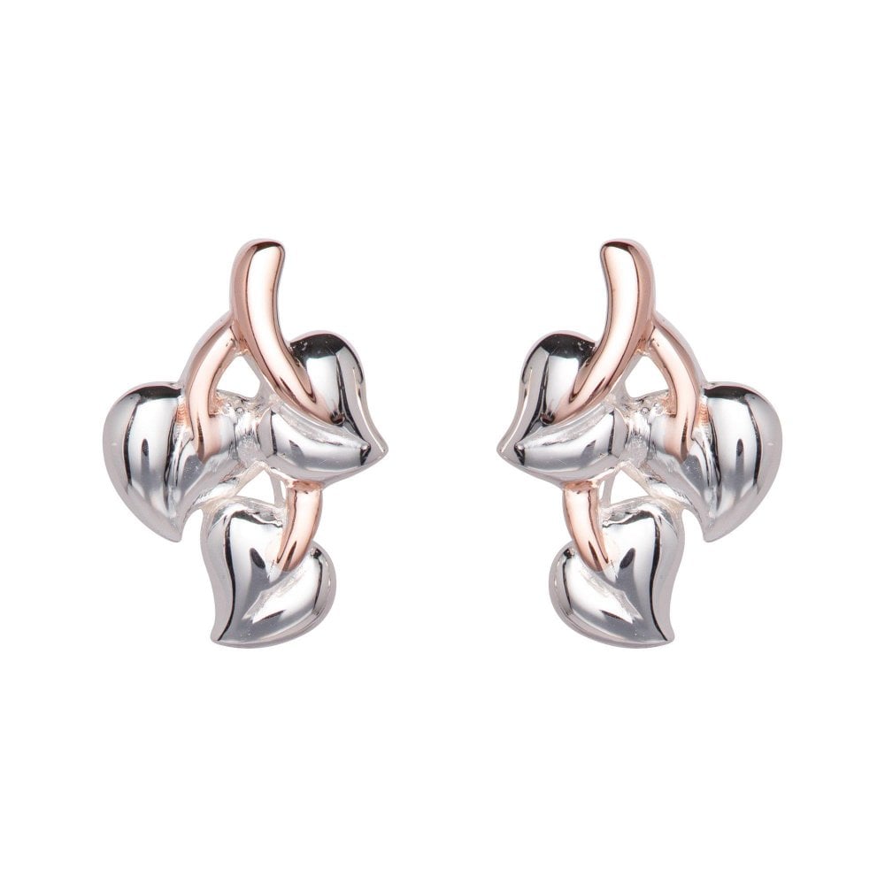 Unique Silver and Rose Gold Stud Earrings
