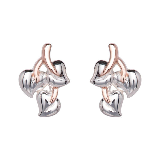 Unique Silver and Rose Gold Stud Earrings