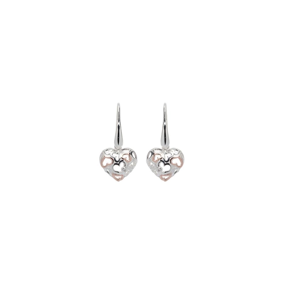 Unique Silver Heart Drop Earrings