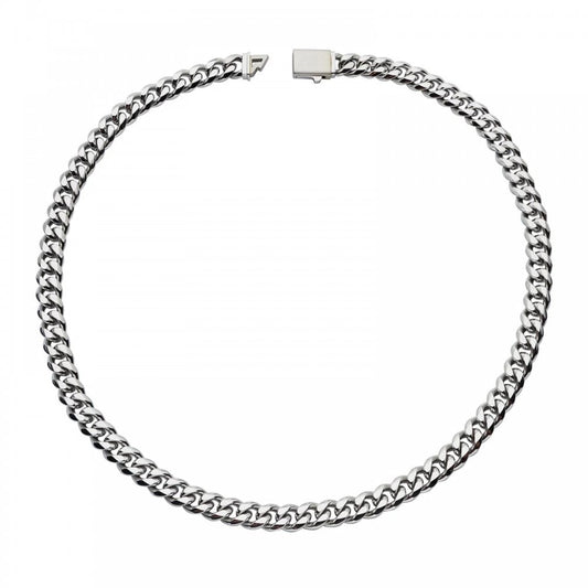 Unique Stainless Steel Curb Blue Necklace 50cm x 9mm