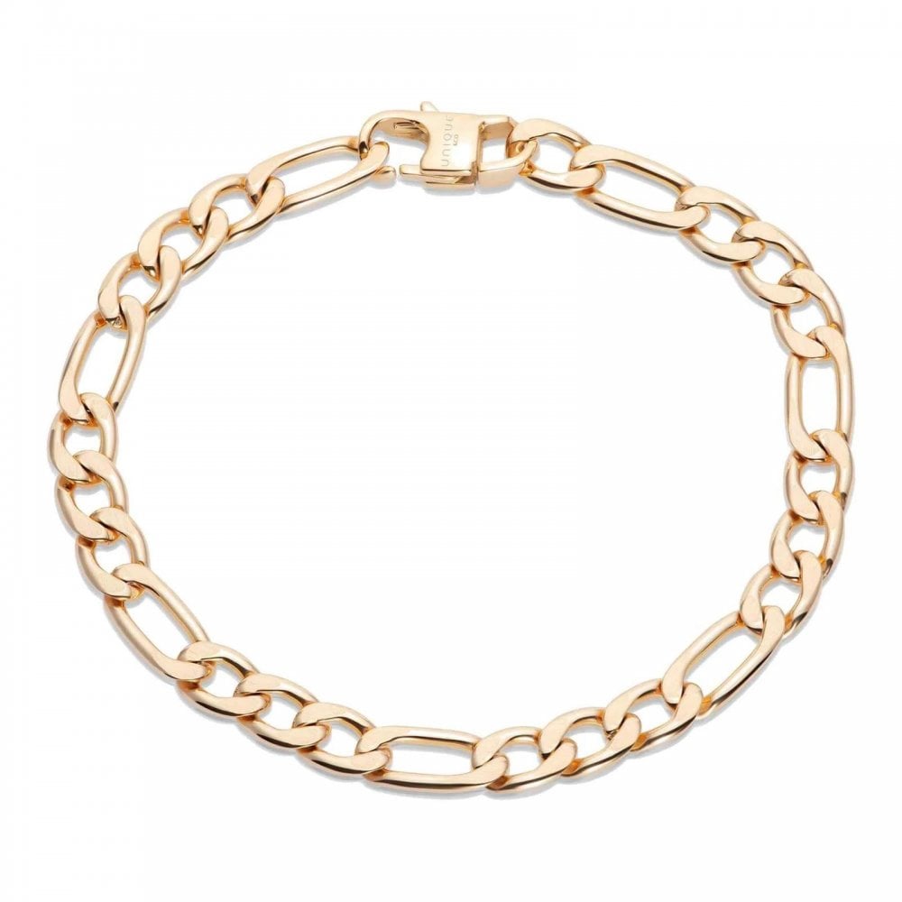 Unique Stainless Steel Gold IP Plated Figaro Bracelet