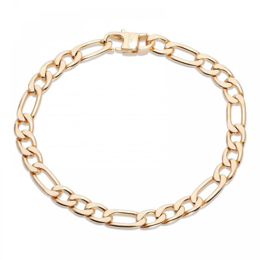 Unique Stainless Steel Gold IP Plated Figaro Bracelet