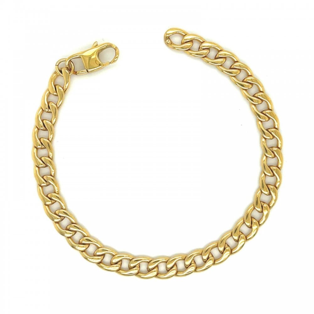 Unique Stainless Steel Yellow Gold Plated Bracelet 21cm