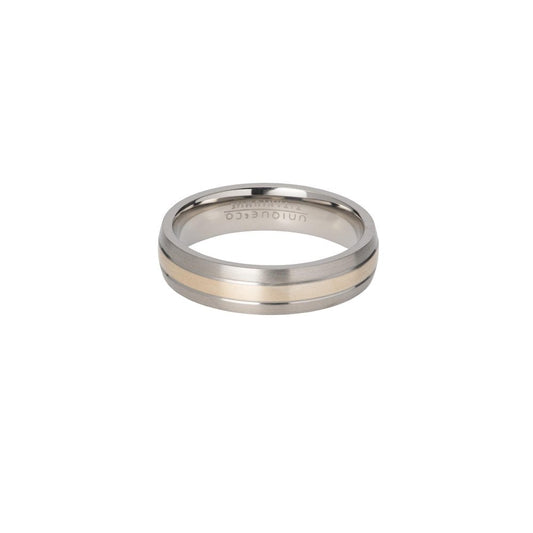 Unique Titanium 14ct Gold Inlaid Gents Ring