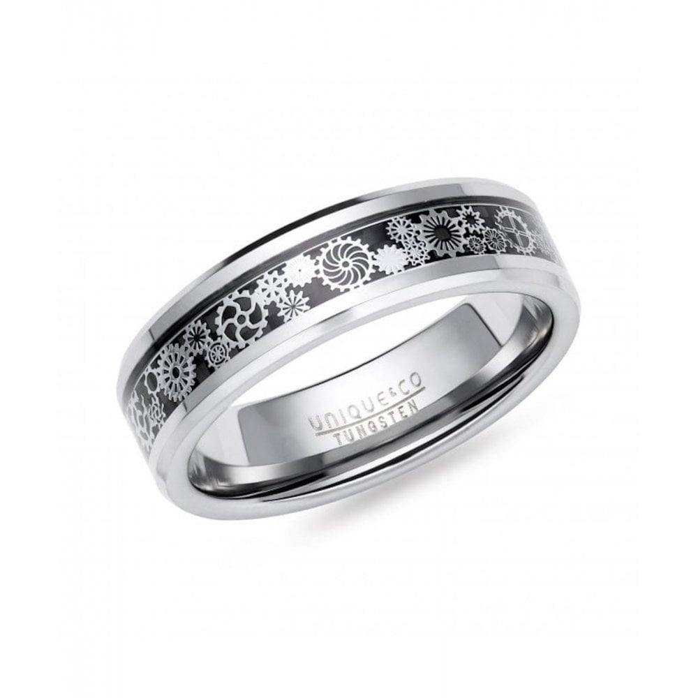 Unique Tungsten Black Carbon Fibre 7mm Ring