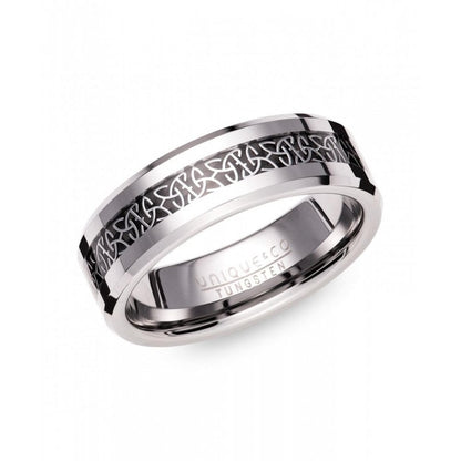 Unique Tungsten Carbide 7mm  Black Celtic Design Ring Size 66 - W1/2
