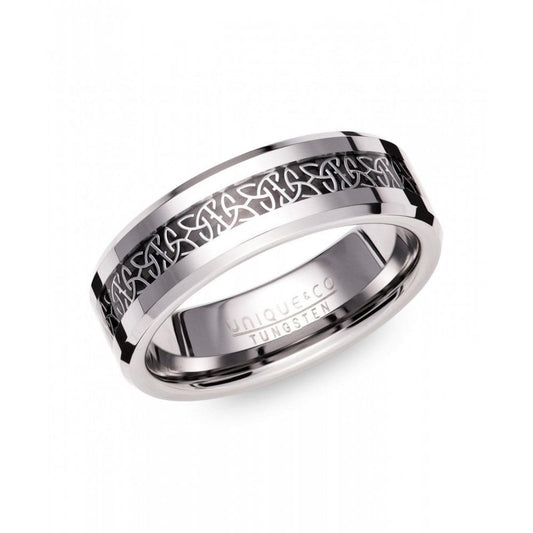 Unique Tungsten Carbide 7mm  Black Celtic Design Ring Size 70