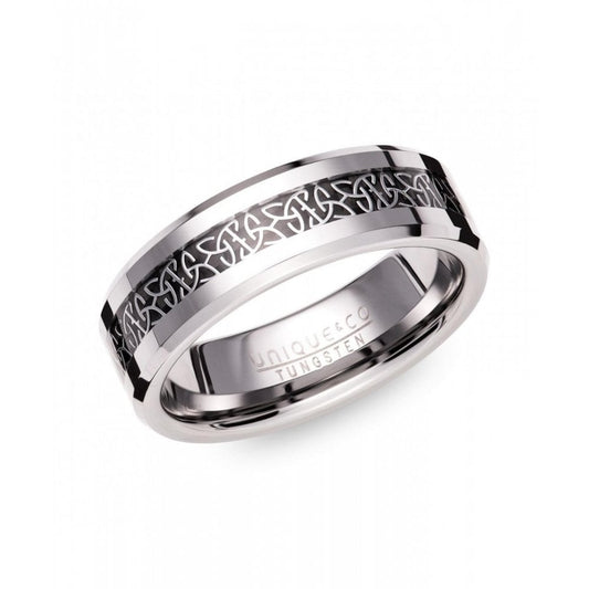 Unique Tungsten Carbide 7mm  Black Celtic Design Ring Size 70