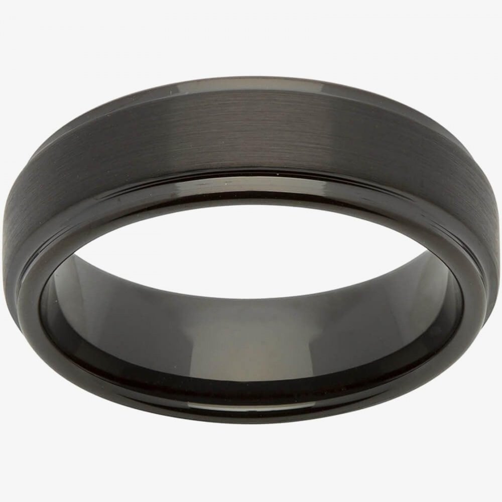 Unique Tungsten Carbide Black Plate 7mm Ring Size 66